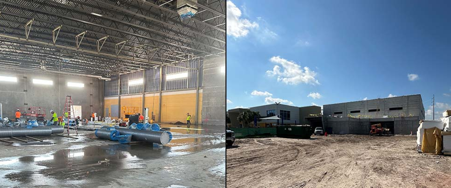 Left: Indoor Gymnasium construction Right: Outdoor Gymnasium at the Big Bend YMCA