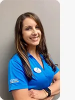 headshot of female personal trainer wearing blue YMCA polo